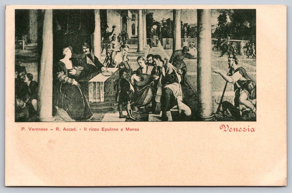 Vintage Postcard Venice Italy Bonifacio Veronese Il Ricco Epulone Art c1900